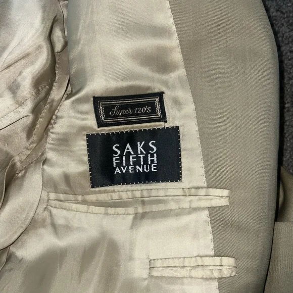 Canali Super 120's Blazer 42R 100% Wool Made In Italy Beige Sport Coat Mens